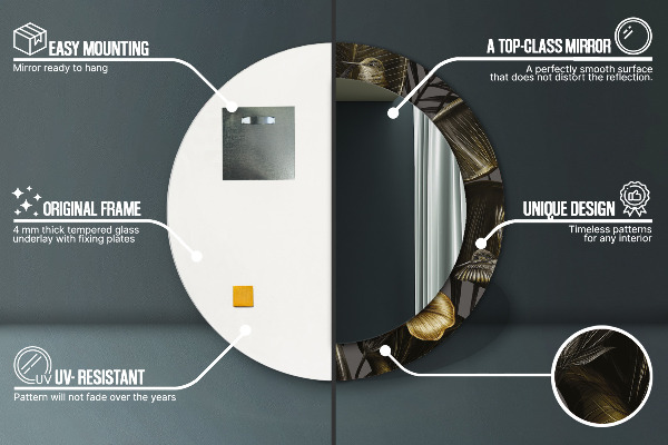 Espejo redondo impreso decorativo redondo Flores hibiscus