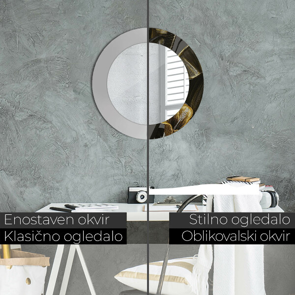 Espejo redondo impreso decorativo redondo Flores hibiscus