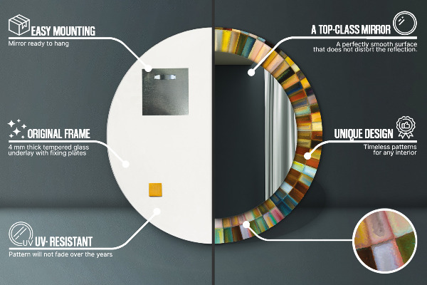 Espejo redondo impreso decorativo redondo Patrón radial abstracto