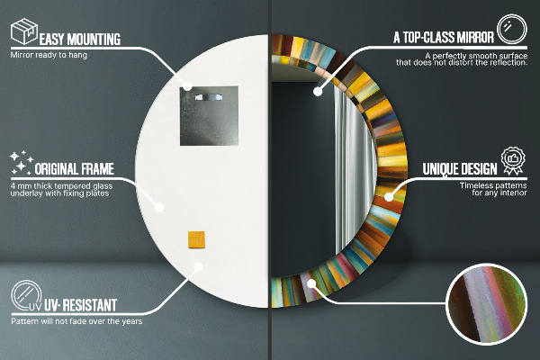 Espejo redondo impreso decorativo redondo Patrón radial abstracto