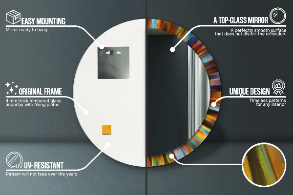 Espejo redondo impreso decorativo redondo Patrón radial abstracto