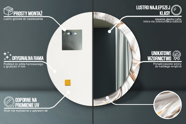 Espejo redondo marco estampado Mármol claro