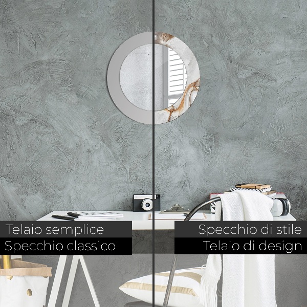 Espejo redondo marco estampado Mármol claro