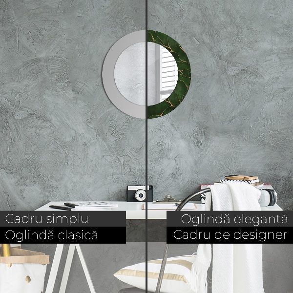 Espejo redondo marco estampado Hoja abstracta