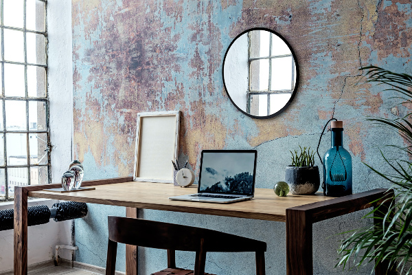 Espejo redondo negro para pasillo fi 90 cm