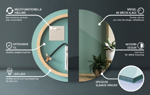 Espejo de baño redondo con luz led fi 40 cm