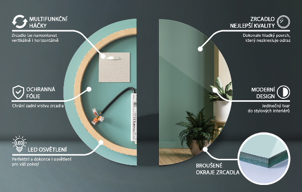 Rendo espejo cuarto de baño con luz led fi 50 cm