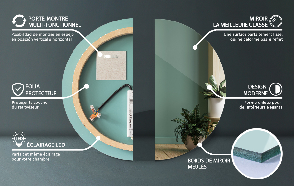 Rendo espejo cuarto de baño con luz led fi 50 cm