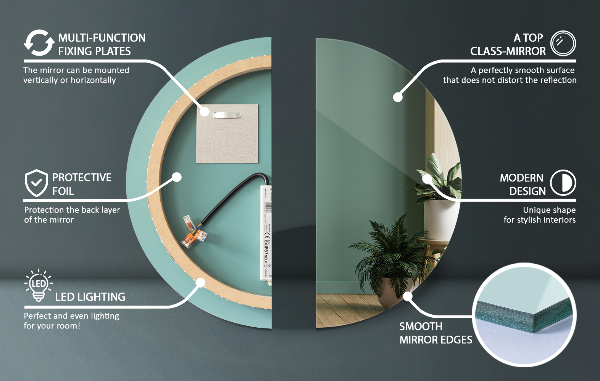 Rendo espejo cuarto de baño con luz led fi 50 cm