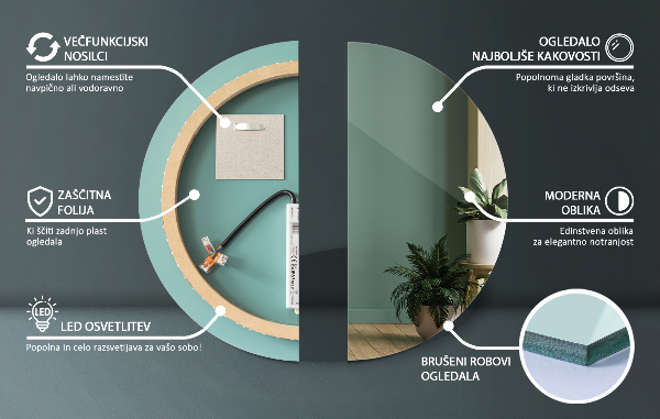 Espejo cuarto de baño redondo con luz fi 90 cm