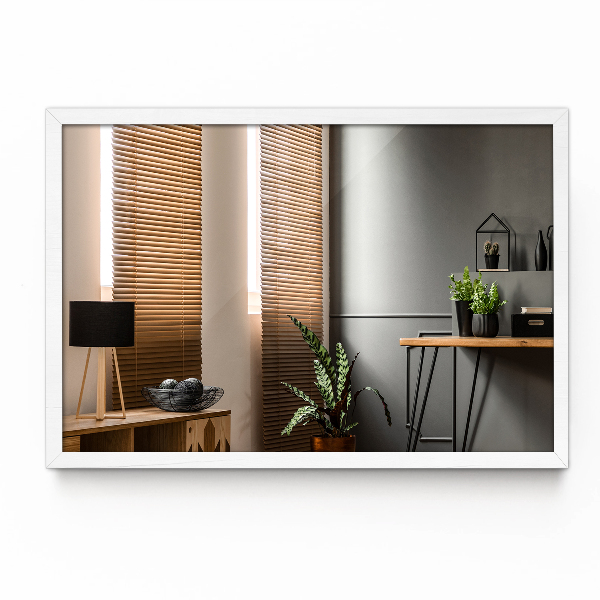 Espejo rectangular cuarto de baño marco blanco 80x60 cm