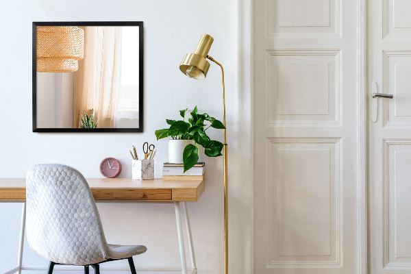 Espejo rectangular con marco negro de dormitorio 60x40 cm