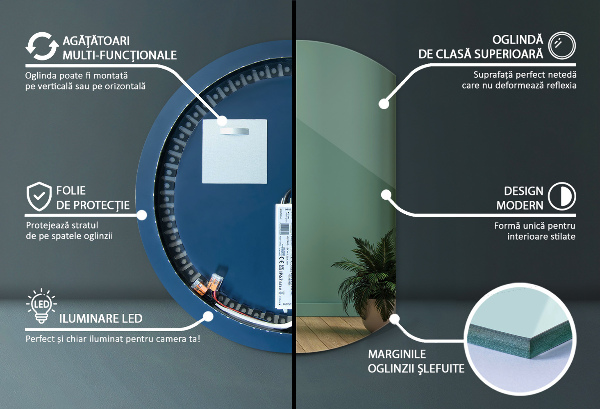 Espejo circulo cortado LED 63x70 cm