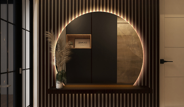 Espejo circulo cortado LED 63x70 cm