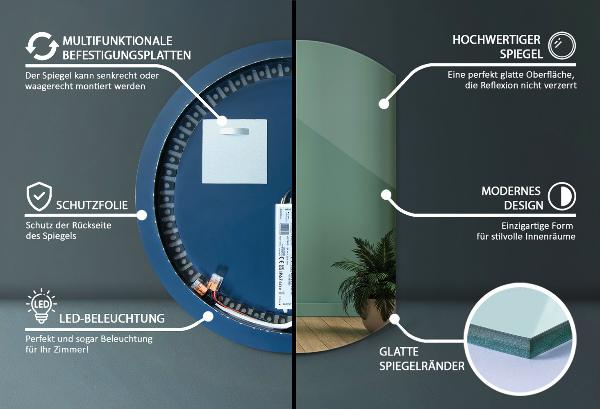 Espejo con cortes especiales LED 70x80 cm