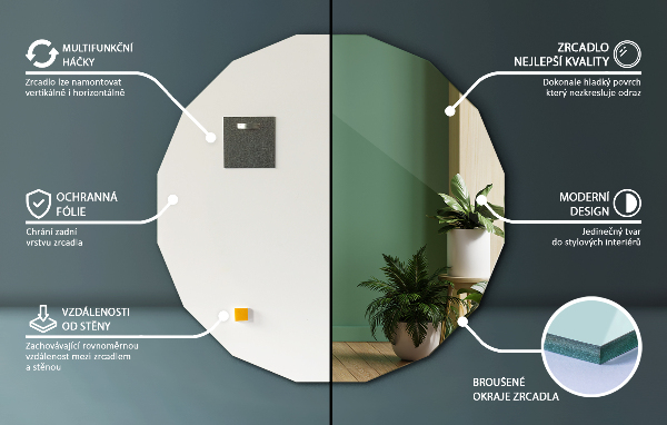  Espejo poliedro complemento moderno 100x100 cm