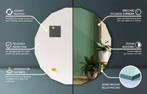 Espejo poliedro complemento moderno 100x100 cm