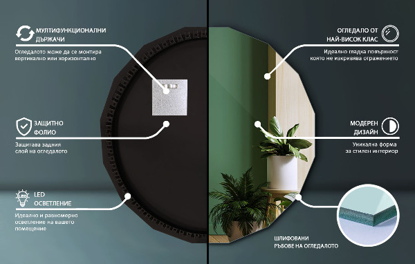 Espejo poligonal LED 100x100 cm