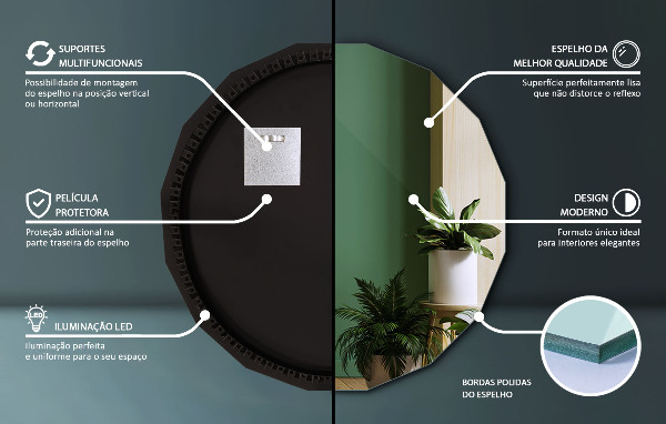 Espejo poligonal LED 100x100 cm