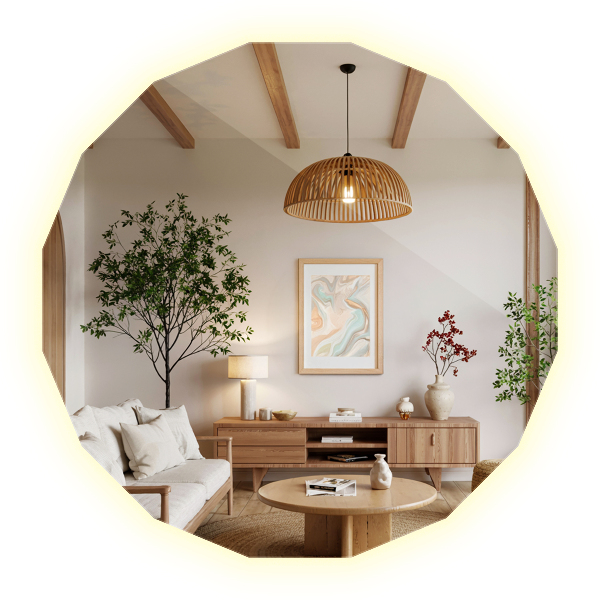 Espejo poligonal LED 60x60 cm