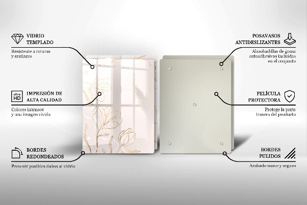 Protector pared cocina Contornos de flores