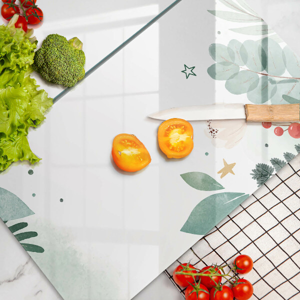 Protector pared cocina Hojas de acuarela