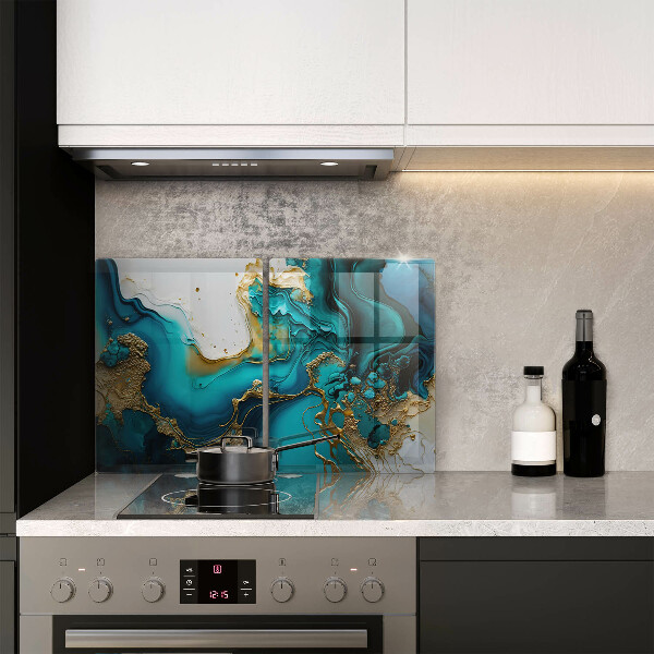 Protector pared cocina Abstracción turquesa