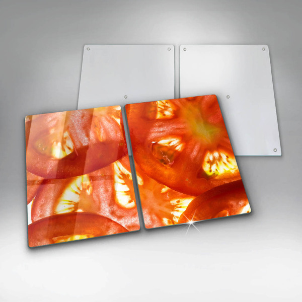 Tapa encimera Una rodaja de tomate rojo