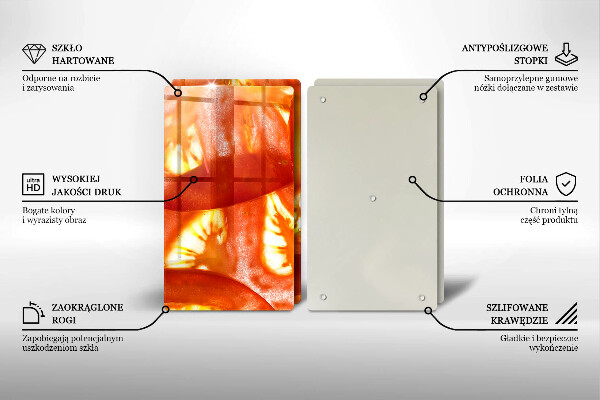 Tapa encimera Una rodaja de tomate rojo