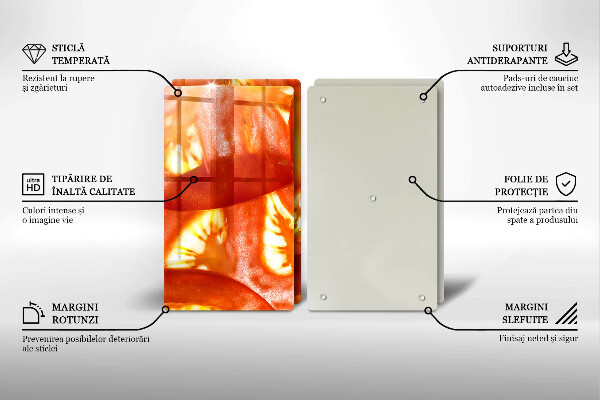 Tapa encimera Una rodaja de tomate rojo