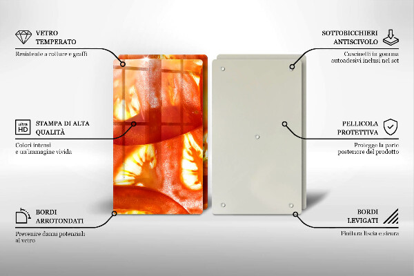 Tapa encimera Una rodaja de tomate rojo
