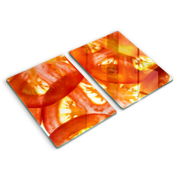 Tapa encimera Una rodaja de tomate rojo