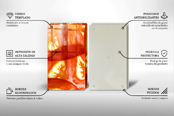 Tapa encimera Una rodaja de tomate rojo