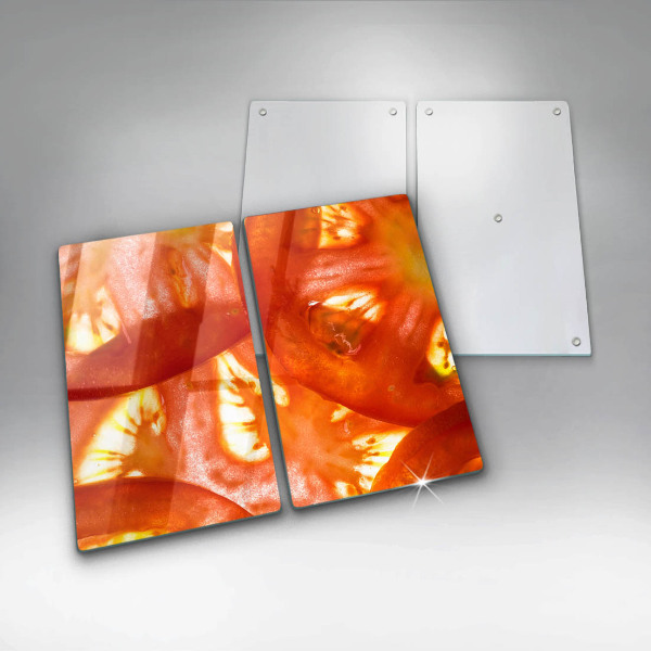 Tapa encimera Una rodaja de tomate rojo