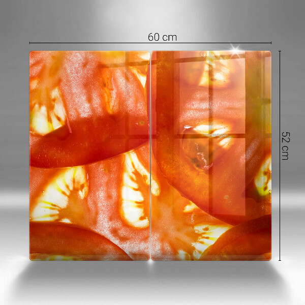 Tapa encimera Una rodaja de tomate rojo