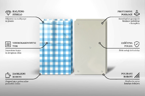 Tapa encimera Patrón de cuadros azules y blancos