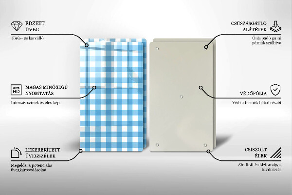 Tapa encimera Patrón de cuadros azules y blancos