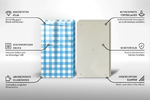 Tapa encimera Patrón de cuadros azules y blancos