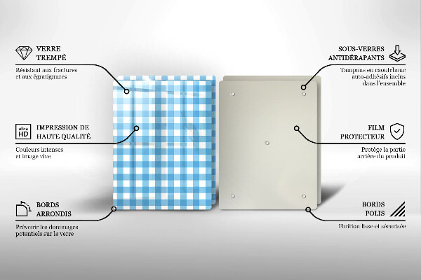 Tapa encimera Patrón de cuadros azules y blancos