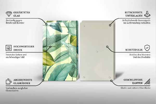 Tapa encimera Hojas tropicales verdes