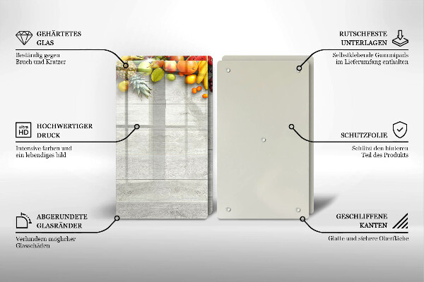 Protector pared cocina Frutas en tablas