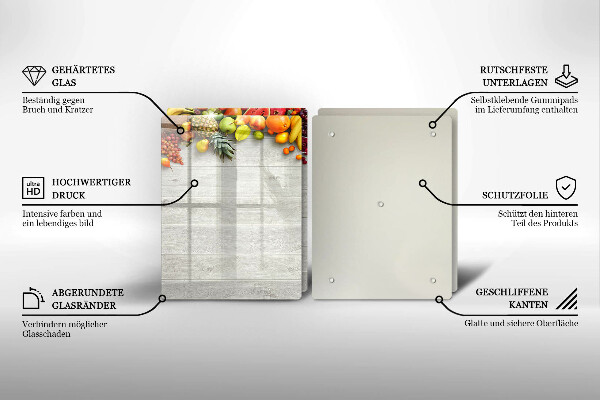 Protector pared cocina Frutas en tablas