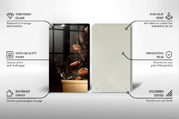 Protector pared cocina Granos de café calientes