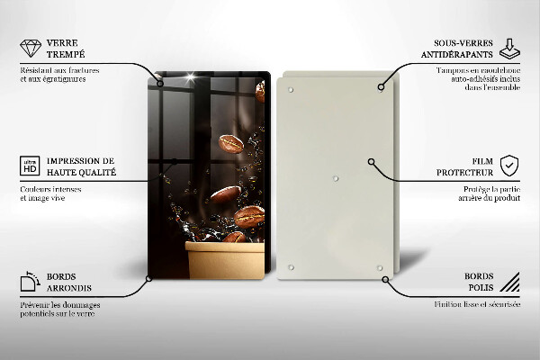 Protector pared cocina Granos de café calientes