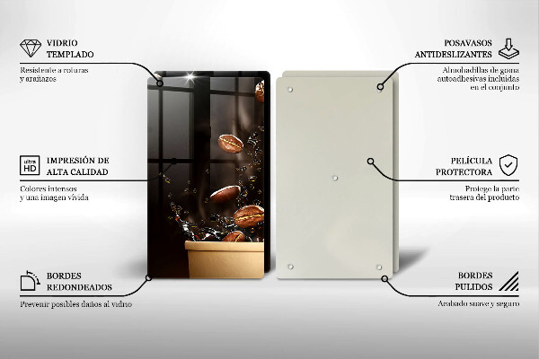 Protector pared cocina Granos de café calientes