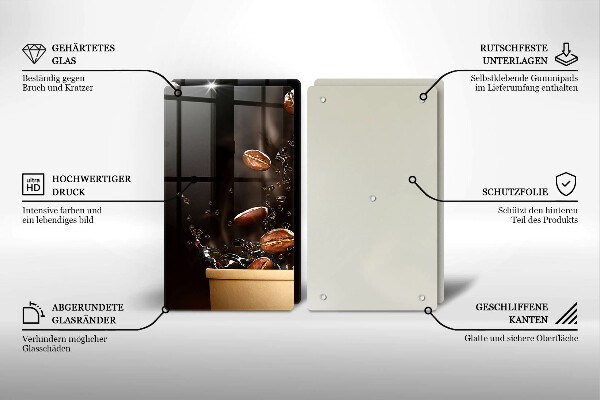 Protector pared cocina Granos de café calientes