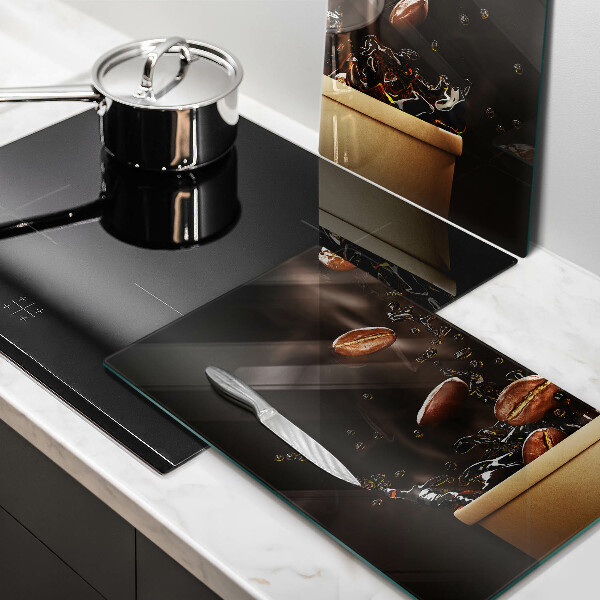 Protector pared cocina Granos de café calientes