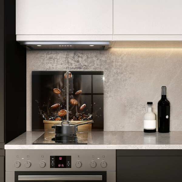 Protector pared cocina Granos de café calientes