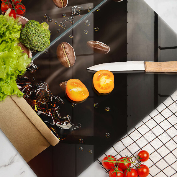 Protector pared cocina Granos de café calientes