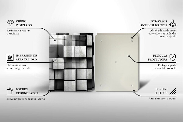 Protector pared cocina Cuadrados abstractos 3d